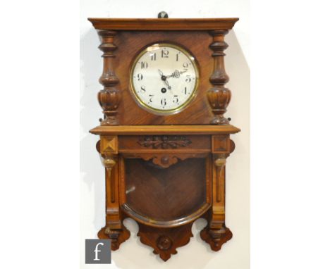 Amended description - A 19th Century and later walnut cased regulator wall clock with spring driven movement, the circular wh