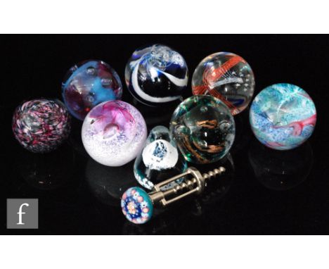 A collection of assorted later 20th Century paperweights to include Caithness examples, including White Horse with box and st