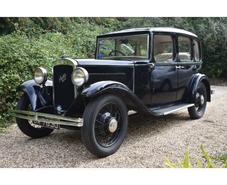 A 1932 Austin 12/6 Harley saloon, registration number GW 7830, chassis number 11423, engine number 11444, black. This charmin