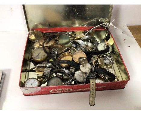 A collection of pocket watches, gentleman's and lady's wristwatches, including an OmegaTalis, Romer, a ring set Victorian coi