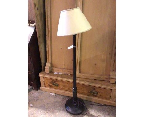 A 1920s floor lamp, with turned stem on circular base (133cm to top of shade)