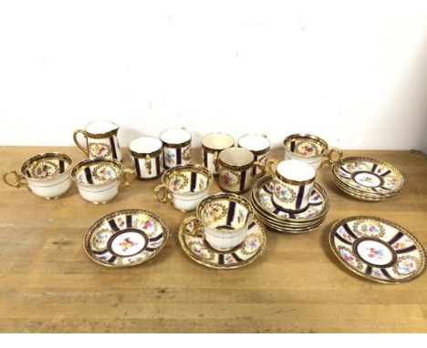 A Paragon part coffee set, including six demi tasse cups (5.5cm), five coffee cups, ten saucers and two larger saucers, one s