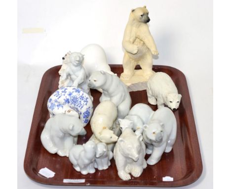 Fourteen various polar bear models including Kaiser, Lladro, Coalport, Belleek, Nao, etc