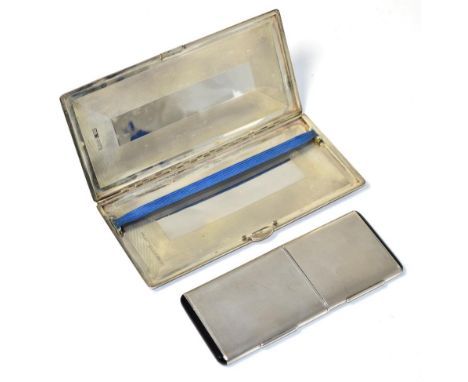 A large engine turned cigarette case Walker & Hall, Sheffield 1952; and a silver combination cigarette case and comapct, Engl