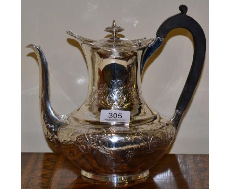 A Victorian silver coffee pot, Goldsmiths & Silversmiths (Gibson & Langman), London 1896, 22cm high, 27.8ozt  