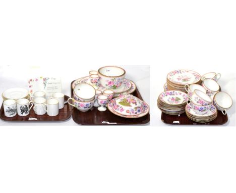 A part Royal Doulton tea and dinner service, floral decorated; together with six Crown Staffordshire coffee cans and saucers,