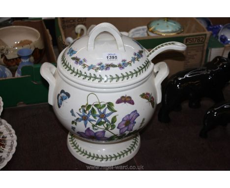 A large stemmed Portmeirion ''Botanical Garden'' soup Tureen, lid and ladle. 