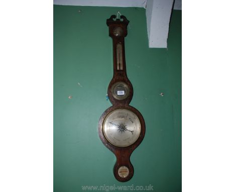 A Victorian Mahogany Barometer, with glass tube and mercury.