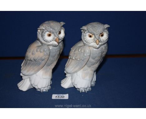 A pair of Nao Owls by Lladro, 7'' tall.