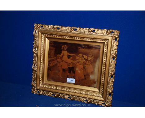 A crystoleum of children playing 'A Ring a Ring of Roses'