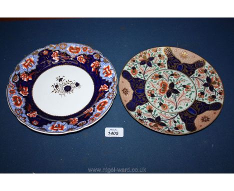 An early rare 19th C. Bourne &amp; Co hand painted Plate in Imari colours and a 19th C. Spode Plate; both 9" diameter.