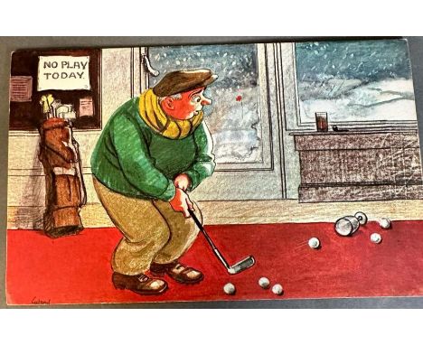 A vintage greetings card from Royale publications by John Gilroy titled Practice at the 19th 