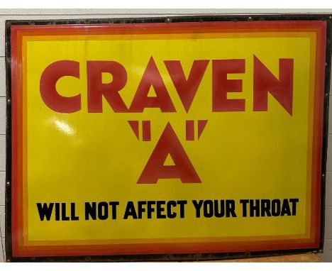 A vintage Craven A "will not affect your throat" enamel sign 101x76