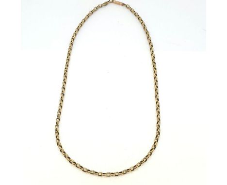 9YG link chain with barrel clasp marked 9CT 42cm