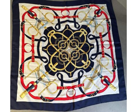 Vintage Hermes Eperon D'or silk scarf