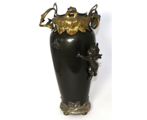 A French Art Nouveau bronze vase 