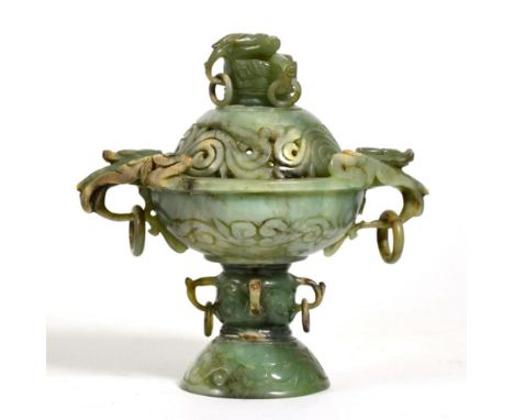A 20th century Chinese jade censor and cover