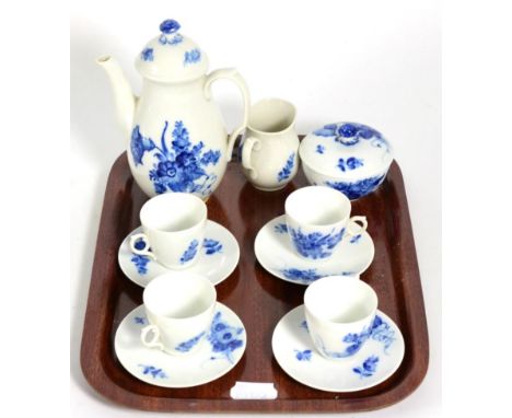 Royal Copenhagen part coffee service comprising milk, sugar, coffee pot and four coffee cans and saucers