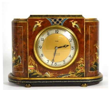 A Japanned mantel timepiece, retailed by Terry & Co, Manchester 