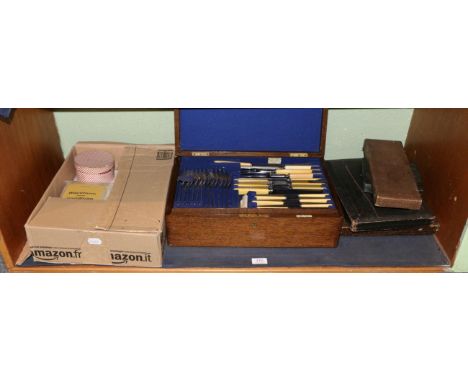 A quantity of horse racing race cards, gilt metal enamel horse racing entry medals, a Walker & Hall cased plated canteen and 