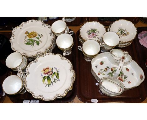 A collection of Coalport English garden pattern wares by D Simmell comprising of 12 cups and saucers and 12 plates and a Coal