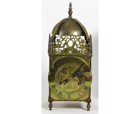 A brass lantern clock 