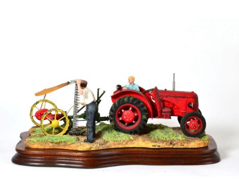 Border Fine Arts 'The First Cut' (David Brown Cropmaster), model No. JH70 by Ray Ayres, limited edition 248/1500, on wood bas