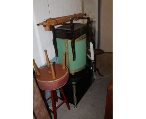 A QUANTITY OF ASSORTED FURNITURE TO INCLUDE A PIANO STOOL