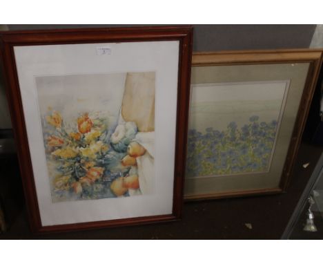 A PAIR OF MODERN PRINTS BEHIND GLASS