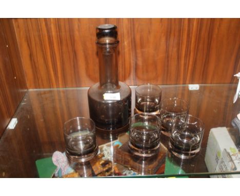 A CAITHNESS DECANTER AND FIVE GLASSES