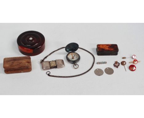 Negretti &amp; Zambra compass etc. - A Negretti &amp; Zambra pocket compass in a silver plated case, diameter 3.5cm, a Swiss 