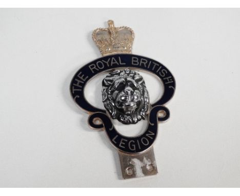 Royal British Legion vintage car badge - A car badge with blue enamel decoration, height 15.5cm.