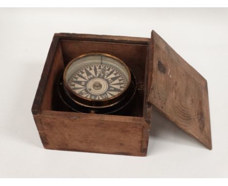 Gimble compass - A dry brass cased compass, boxed, diameter 11cm. 