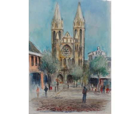 JOHN BAMPFIELD (1947) Truro Cathedral Watercolour and pencil Signed, titled and dated '89 Framed and glazed Picture size 72 x