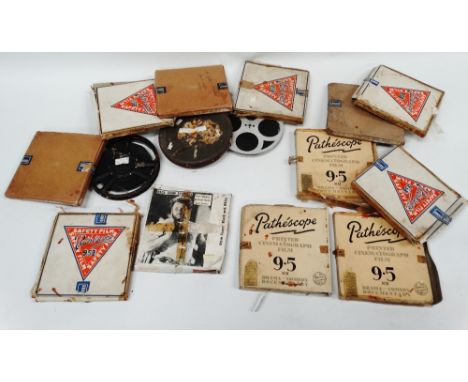 Pathescope 9.5mm films - To include, 'Cowboy Comedy' SB/857, 'Charlie Chaplin A Gallant Fireman', 'Charlie On The Boards' SB/