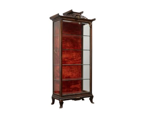 Gabriel Viardot (French, 1830-1906). Victorian aesthetic movement cabinet with large glass front door opening to a network of