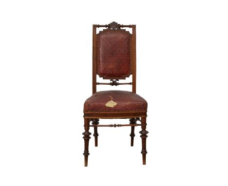 Theophil Hansen (Danish, 1813-1891) for Stephan Wichers, Vienna. A lathe-turned and polished walnut chair, ca. 1870. With pre