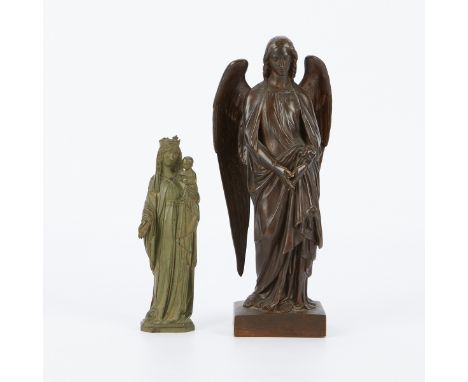 Group of two 19th c. French bronze religious sculptures including:Francisque Joseph Duret (French, 1804-1865). Bronze sculptu