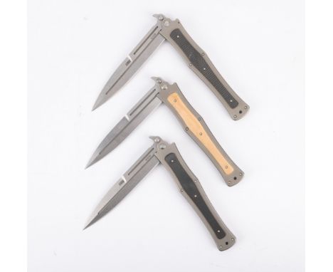 Darrel Ralph (American, 1954-2021) for Hand-Tech Made (HTM), United States. Group of three "Madd Maxx" style manual folder kn