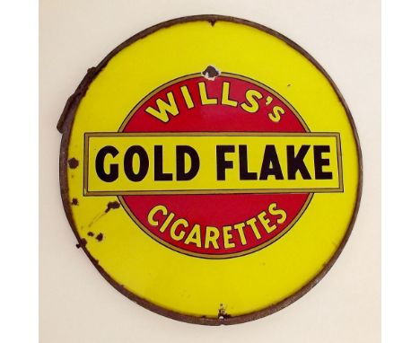 A Wills 'Gold Flake' circular double sided enamel sign - 47cm dia