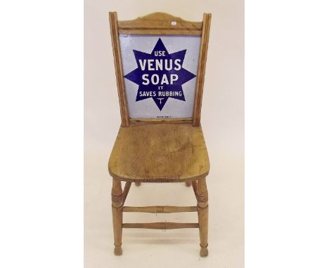 An early 20th century double sided enamel backed advertising chair 'Use Venus Soap - It Saves Rubbing'