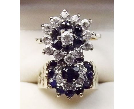 A 9 carat gold sapphire and diamond cluster ring size J and a 9 carat gold dress ring size L