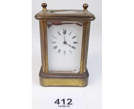 A miniature brass carriage clock - a/f