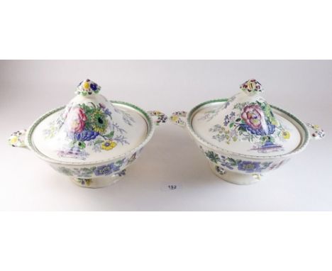 A Mason's 'Strathmore' part dinner service comprising: two tureens, three meat plates, two coffee cups and four breakfast cup