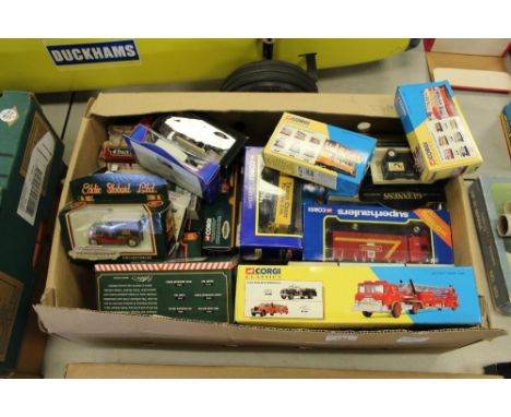 Box of Corgi Eddie Stobarts and other boxed model cars