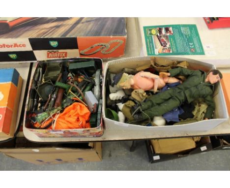 Two boxes of Action Man figures and accessories