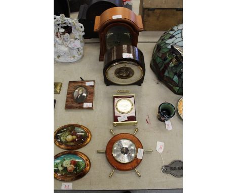 Mantel clock, wall barometer and others (4)