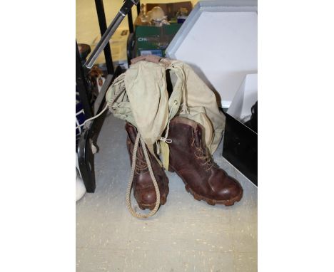 Vintage climbing gear in backpack