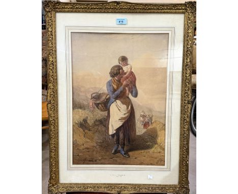 William Lee, R I (1800 - 1865): Woman holding a child on her shoulder, watercolour, signed, 50 x 36cm,&nbsp;framed and glazed