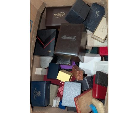 A collection of watch and jewellery boxes including Longines, Raymond Weil etc